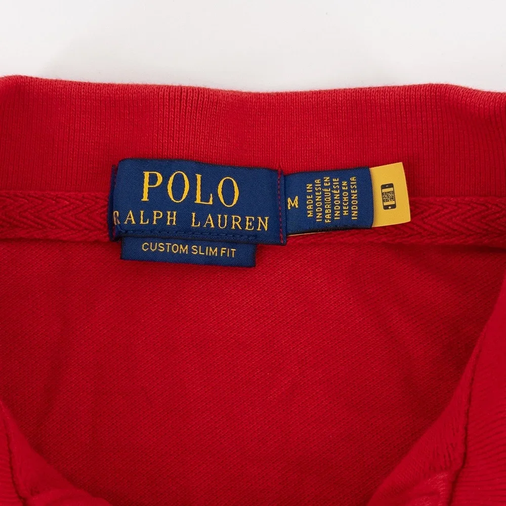 Polo Ralph Lauren Mens M Shirt Red Triple Pony‎ Custom Slim Fit 3 Patch Rugby